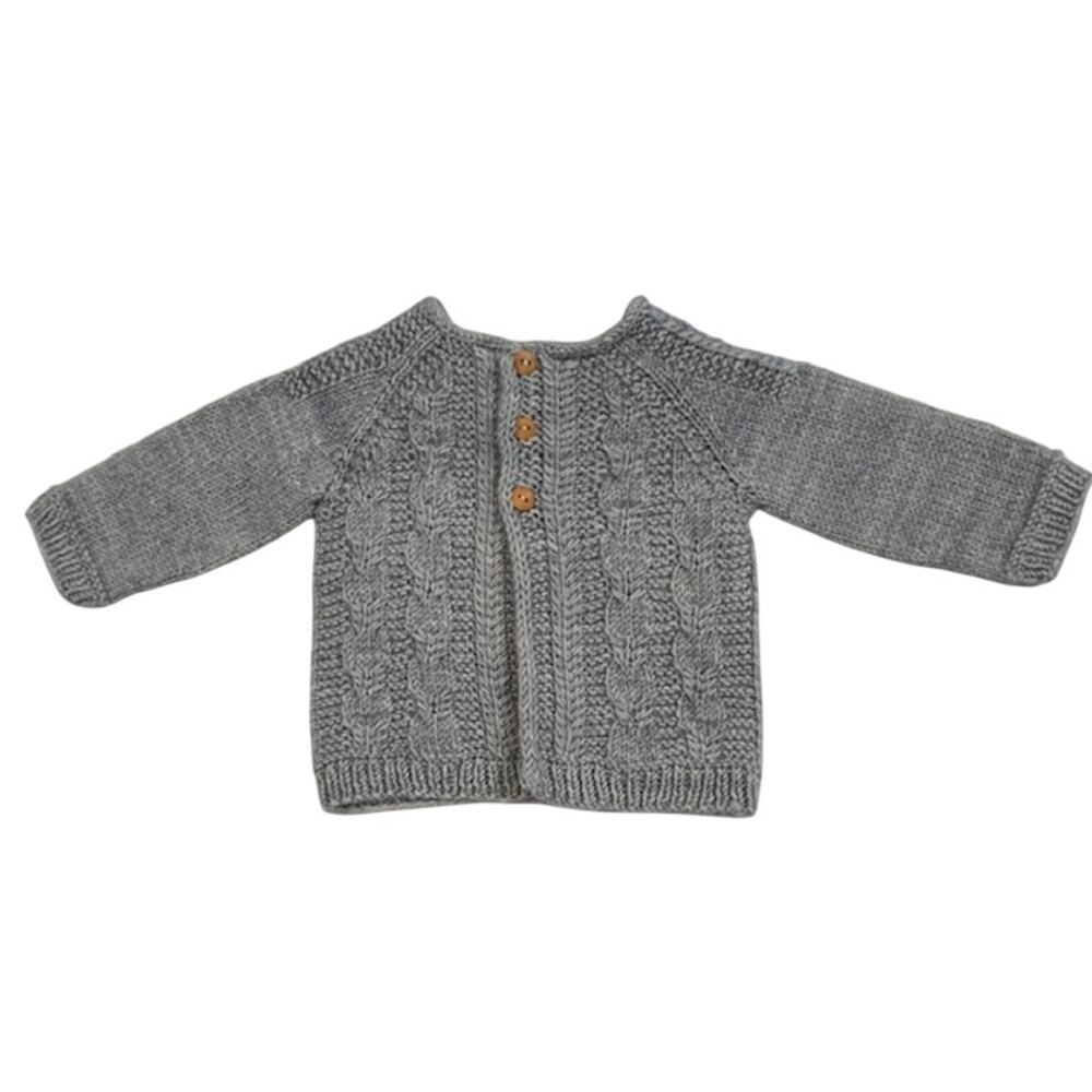 Handmade Infant Boys Round Neck Sweater and 3 Wood Buttons